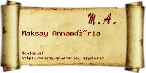 Maksay Annamária névjegykártya