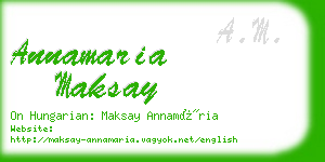 annamaria maksay business card